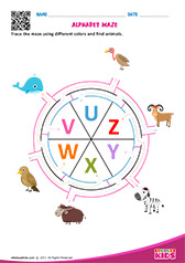 Alphabet Animals Maze U to Z